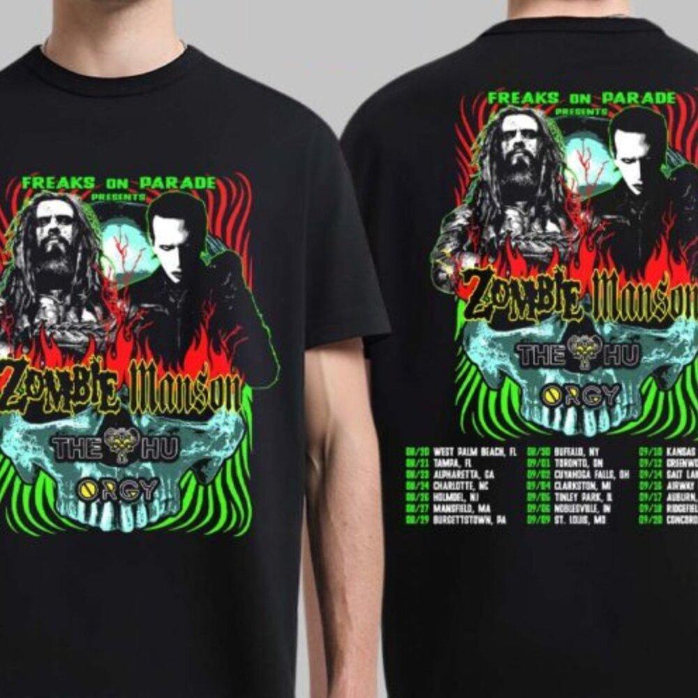 Rob Zombie And Marilyn Mason With The Hu And Orgy Freaks T Shirt 90